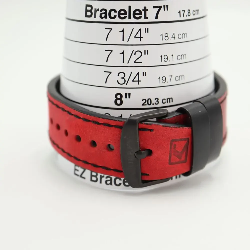 Curren Black Red Jumbo 48mm Chronograph Watch Genuine Leather w New Battery